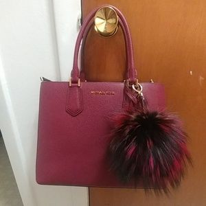 NWT MK Adele Satchel in Mulberry w/large Pom